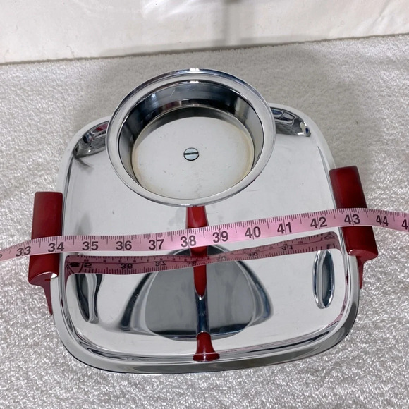 Vintage Glo Hill Gourmates Chrome Serving Tray W Cherry Red Bakelite Accents - Picture 11 of 13